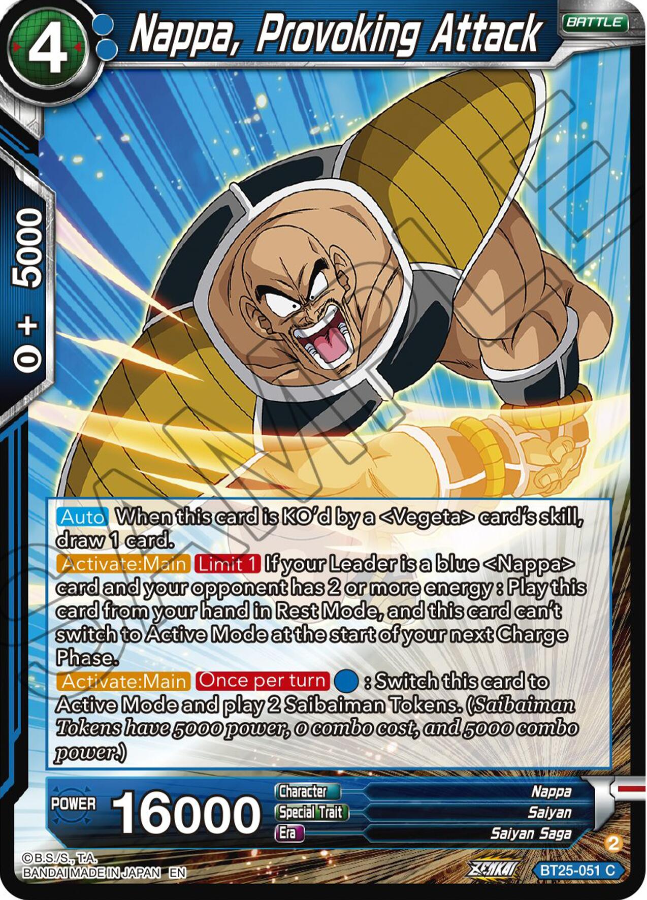 Nappa, Provoking Attack (BT25-051) [Legend of the Dragon Balls] | Good Games Adelaide SA