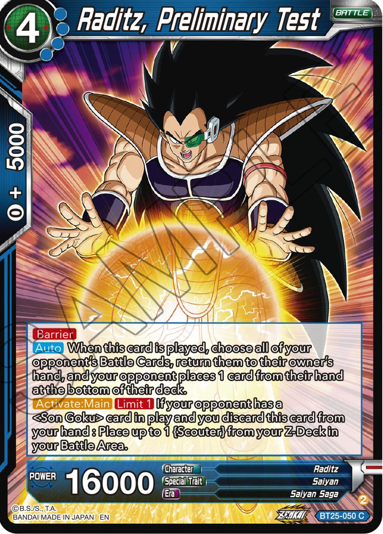 Raditz, Preliminary Test (BT25-050) [Legend of the Dragon Balls] | Good Games Adelaide SA