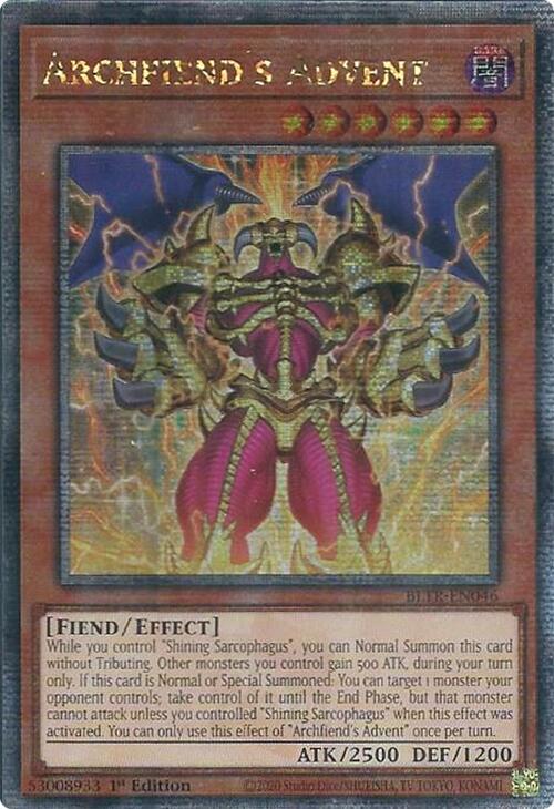 Archfiend's Advent (Quarter Century Secret Rare) [BLTR-EN046] Quarter Century Secret Rare | Good Games Adelaide SA