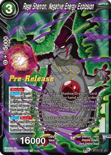Rage Shenron, Negative Energy Explosion (BT15-137) [Saiyan Showdown Prerelease Promos] | Good Games Adelaide SA