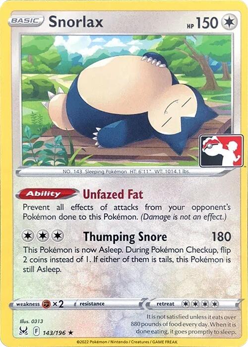Snorlax (143/196) [Prize Pack Series Three] | Good Games Adelaide SA