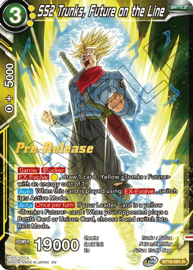 SS2 Trunks, Future on the Line (BT16-081) [Realm of the Gods Prerelease Promos] | Good Games Adelaide SA