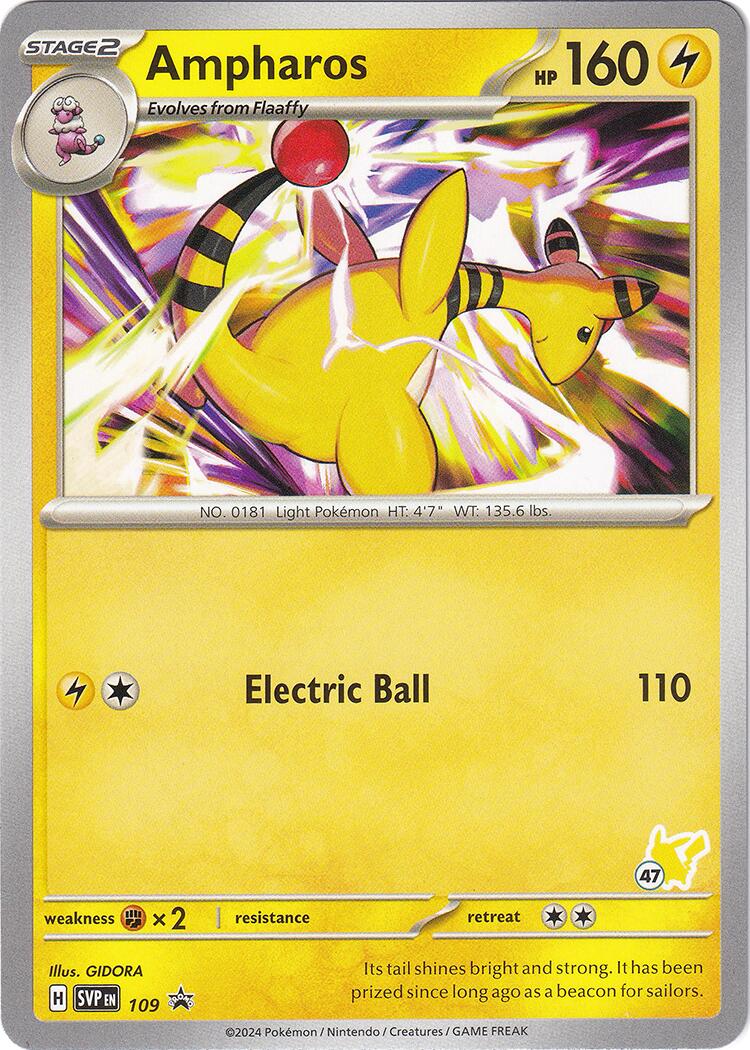 Ampharos (109) (Pikachu Stamp #47) [Battle Academy 2024] | Good Games Adelaide SA