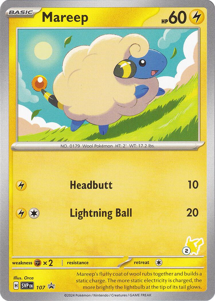 Mareep (107) (Pikachu Stamp #2) [Battle Academy 2024] | Good Games Adelaide SA
