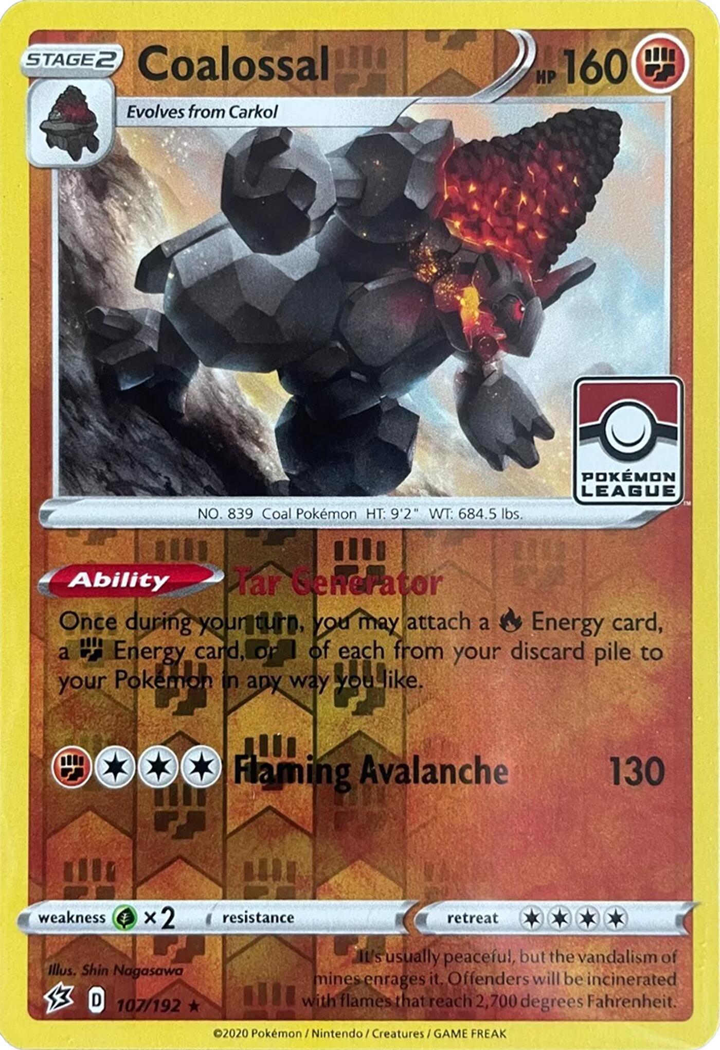 Coalossal (107/192) (League Promo) [Sword & Shield: Rebel Clash] | Good Games Adelaide SA