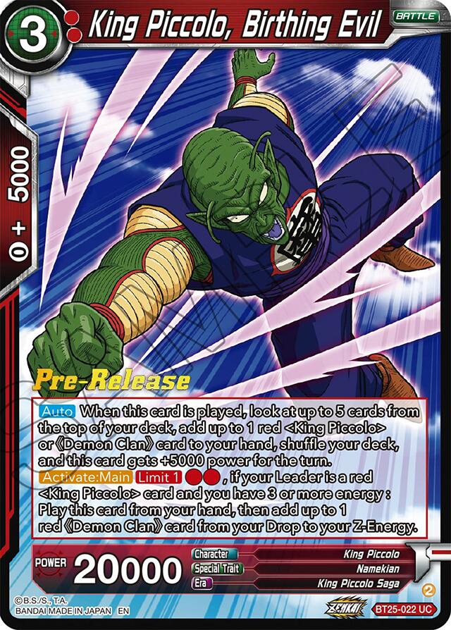 King Piccolo, Birthing Evil (BT25-022) [Legend of the Dragon Balls Prerelease Promos] | Good Games Adelaide SA