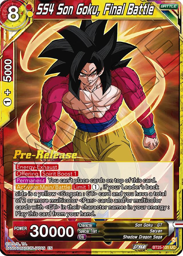 SS4 Son Goku, Final Battle (BT25-131) [Legend of the Dragon Balls Prerelease Promos] | Good Games Adelaide SA
