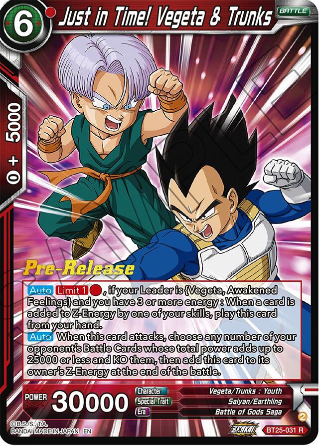 Just in Time! Vegeta & Trunks (BT25-031) [Legend of the Dragon Balls Prerelease Promos] | Good Games Adelaide SA