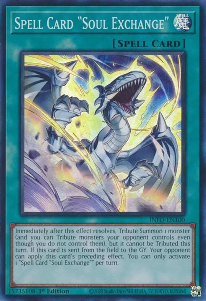 Spell Card "Soul Exchange" [INFO-EN100] Super Rare | Good Games Adelaide SA