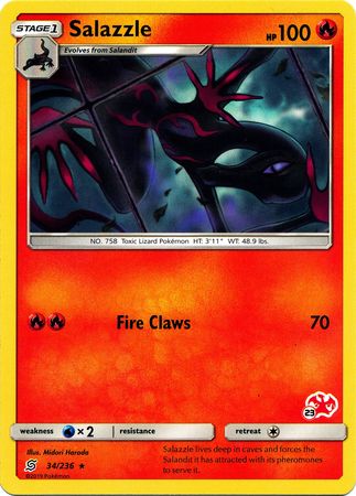 Salazzle (34/236) (Charizard Stamp #23) [Battle Academy 2020] | Good Games Adelaide SA