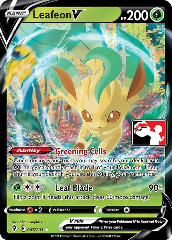 Leafeon V Series 1/2 007/203 (Prize Pack Series Cards)  - Holofoil | Good Games Adelaide SA