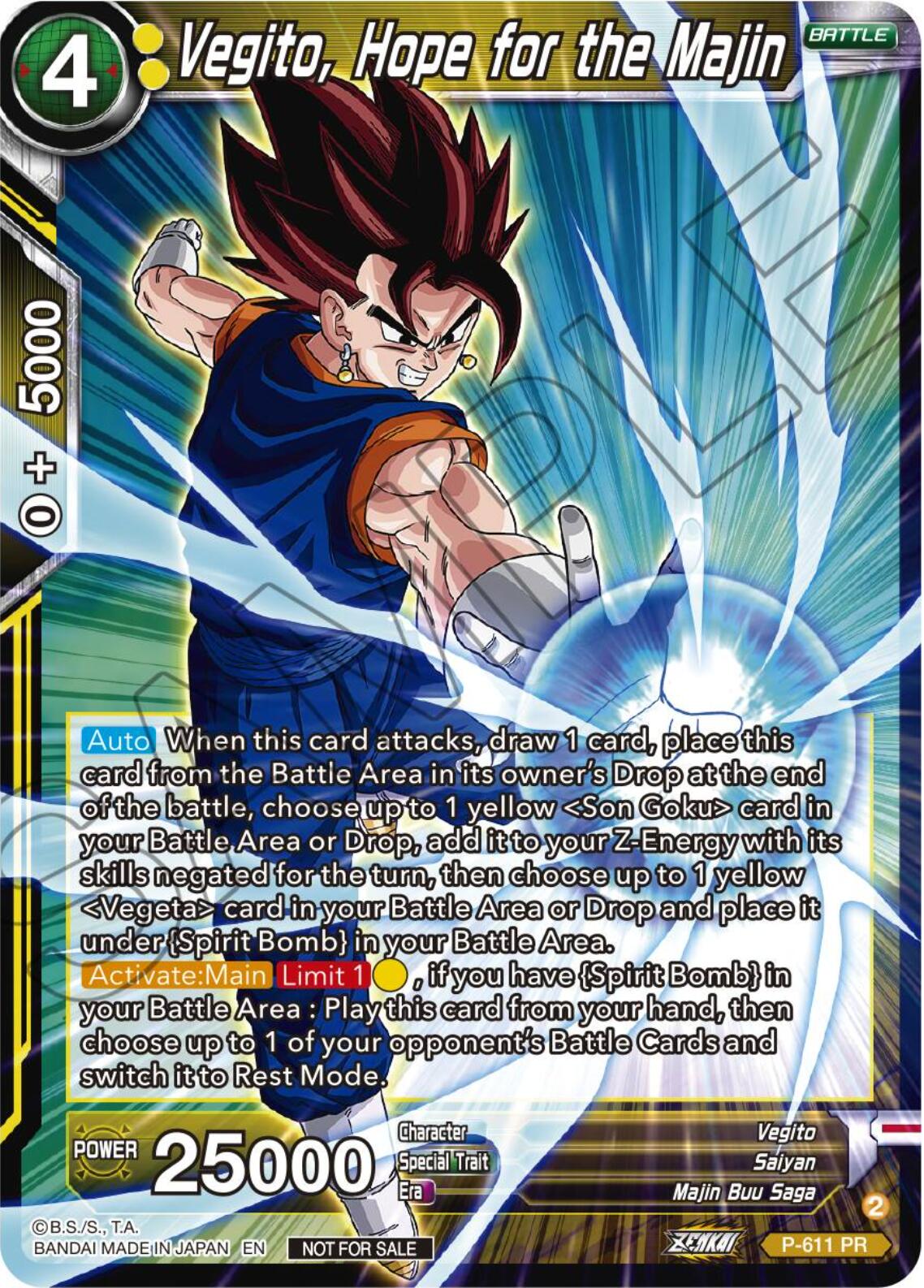Vegito, Hope for the Majin (Tournament Pack Vol. 8) (P-611) [Promotion Cards] | Good Games Adelaide SA