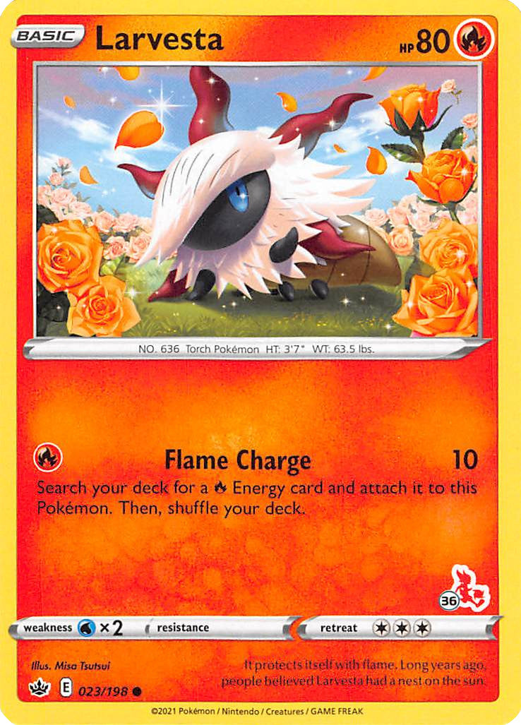 Larvesta (23/198) (Cinderace Stamp #36) [Battle Academy 2022] | Good Games Adelaide SA