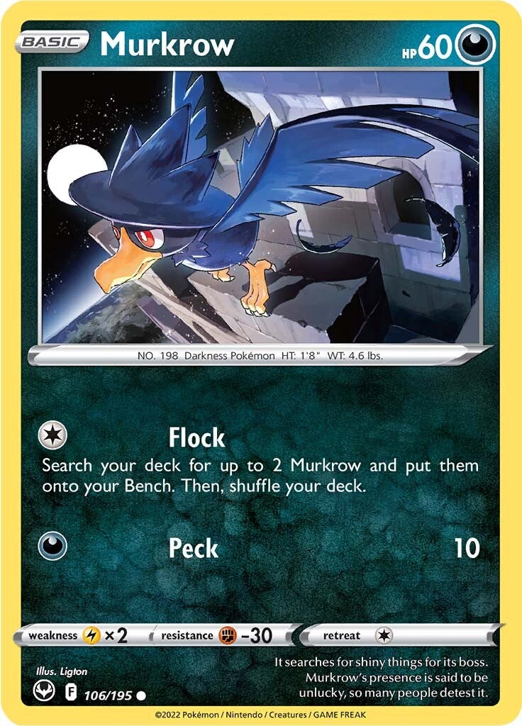 Murkrow (106/195) [Sword & Shield: Silver Tempest] | Good Games Adelaide SA