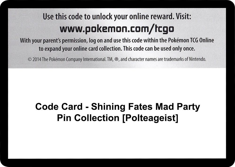 Code Card Shining Fates Mad Party Pin Collection Polteageist  (Shining Fates)  | Good Games Adelaide SA
