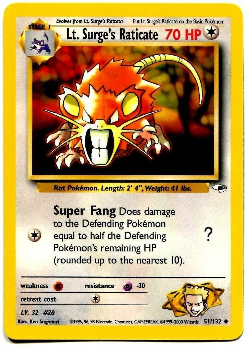 Lt. Surge's Raticate (51/132) [Gym Heroes Unlimited] | Good Games Adelaide SA