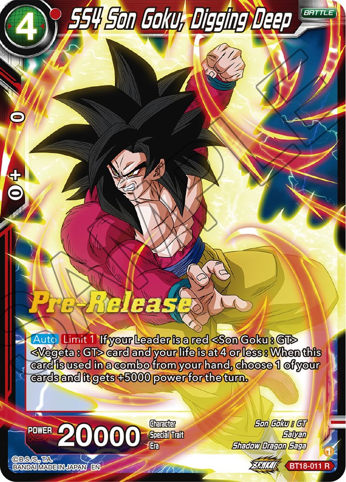 SS4 Son Goku, Digging Deep (BT18-011) [Dawn of the Z-Legends Prerelease Promos] | Good Games Adelaide SA