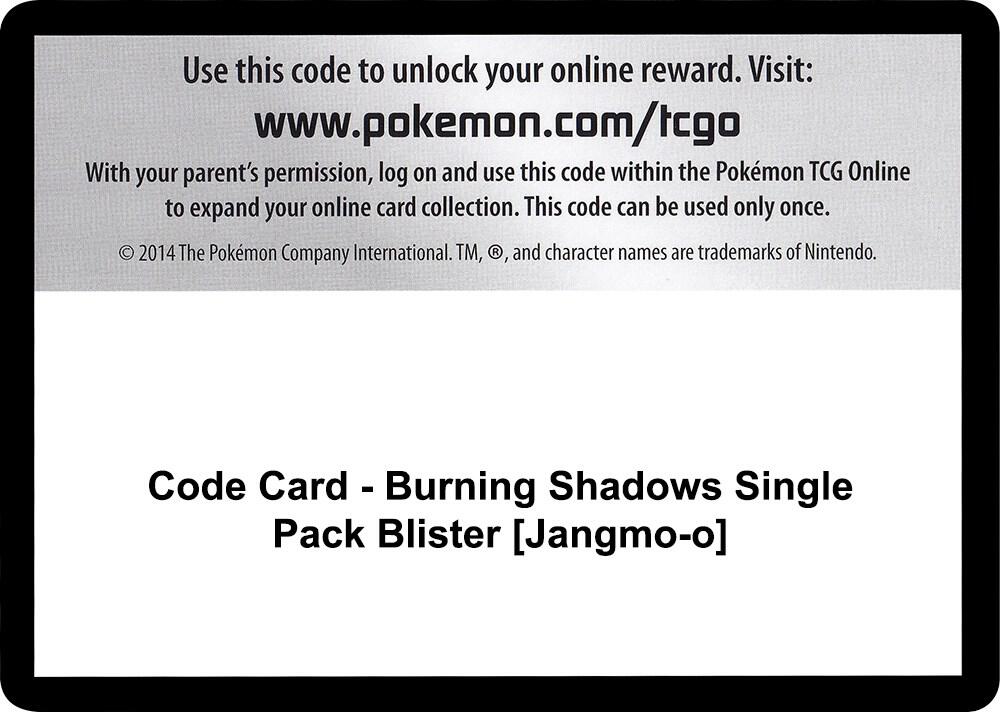 Code Card Burning Shadows Single Pack Blister Jangmo o  (SM - Burning Shadows)  | Good Games Adelaide SA