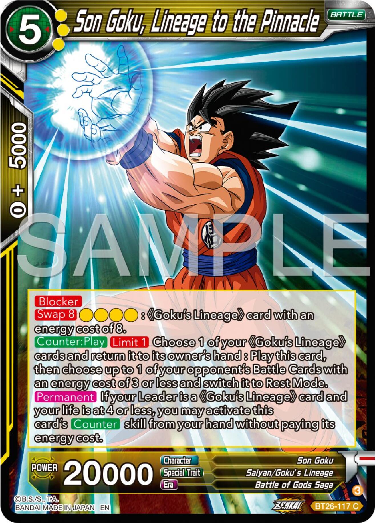 Son Goku, Lineage to the Pinnacle (BT26-117) [Ultimate Advent] | Good Games Adelaide SA