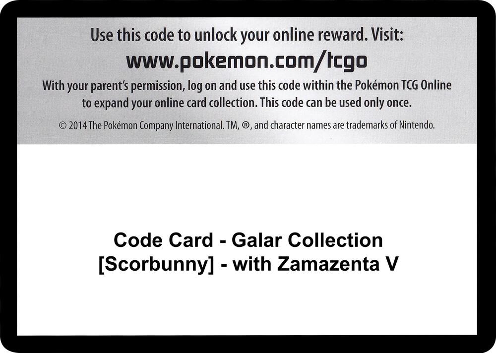 Code Card Galar Collection Scorbunny with Zamazenta V  (Miscellaneous Cards & Products)  | Good Games Adelaide SA