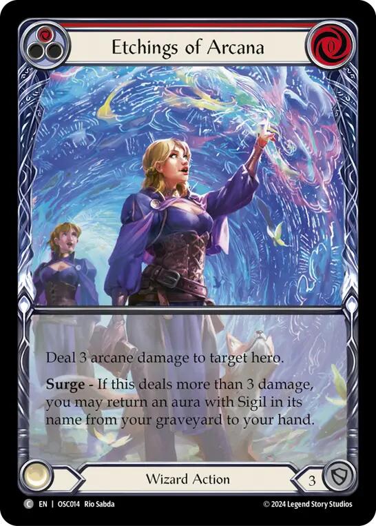 Etchings of Arcana (Red) [OSC014] (Rosetta Oscilio Blitz Deck) | Good Games Adelaide SA