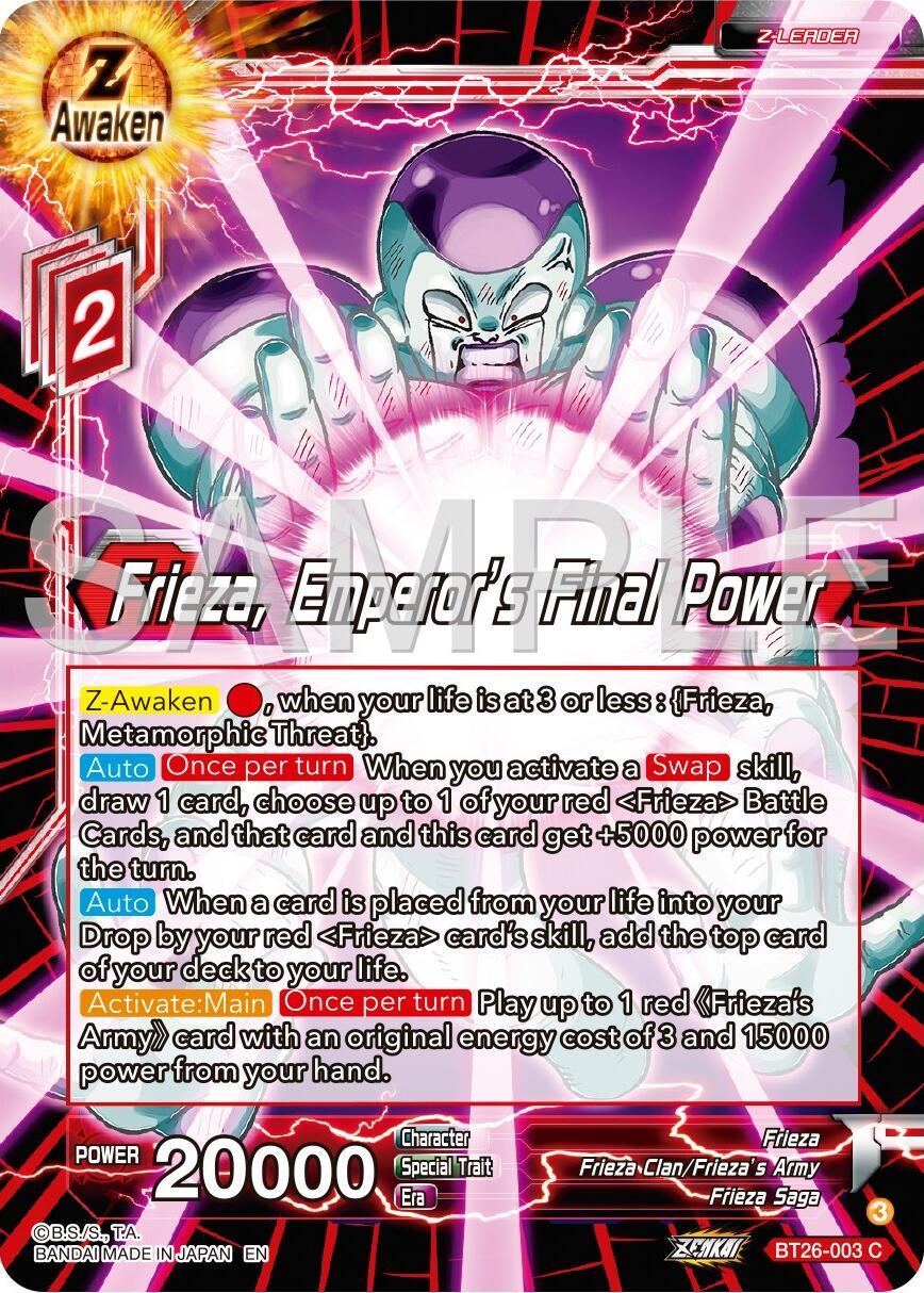 Frieza, Emperor's Final Power (BT26-003) [Ultimate Advent] | Good Games Adelaide SA