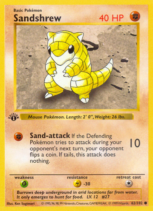 Sandshrew (62/102) (Shadowless) [Base Set 1st Edition] | Good Games Adelaide SA