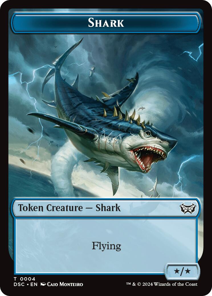 Shark // Copy Double-Sided Token [Duskmourn: House of Horror Commander Tokens] | Good Games Adelaide SA