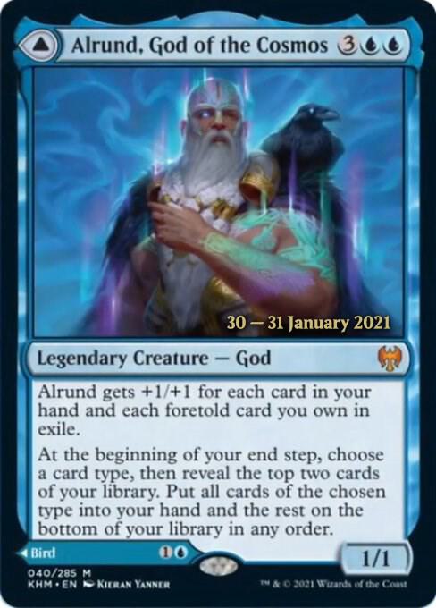 Alrund, God of the Cosmos // Hakka, Whispering Raven 40 (Prerelease Cards)  - PreRelease Foil | Good Games Adelaide SA