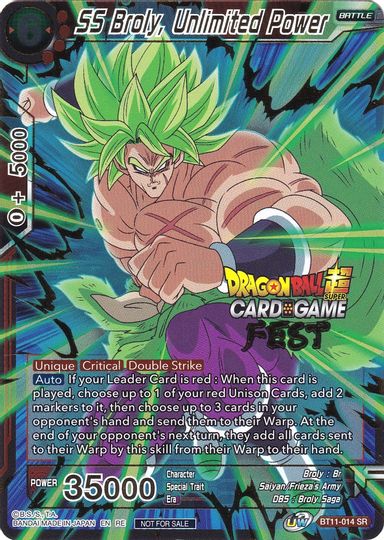 SS Broly, Unlimited Power (Card Game Fest 2022) (BT11-014) [Tournament Promotion Cards] | Good Games Adelaide SA