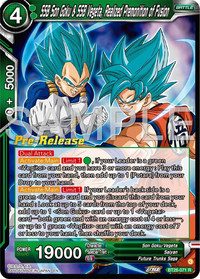SSB Son Goku & SSB Vegeta, Realized Premonition of Fusion (BT26-071) [Ultimate Advent Prerelease Promos] | Good Games Adelaide SA
