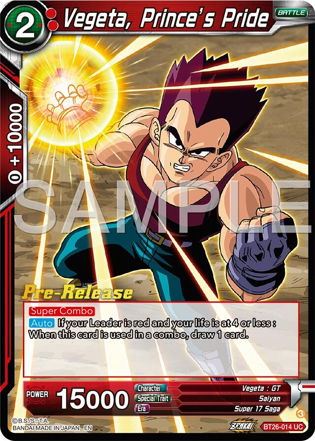 Vegeta, Prince's Pride (BT26-014) [Ultimate Advent Prerelease Promos] | Good Games Adelaide SA