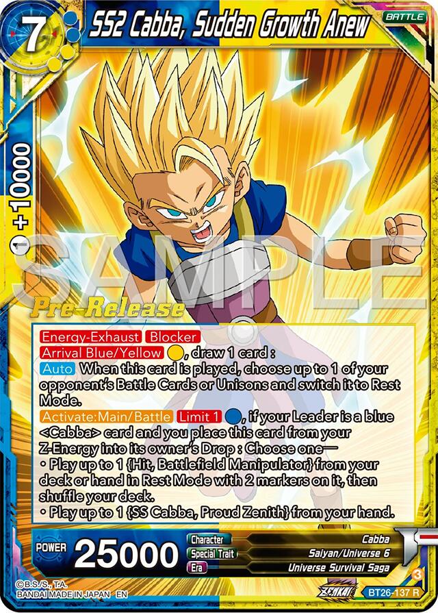SS2 Cabba, Sudden Growth Anew (BT26-137) [Ultimate Advent Prerelease Promos] | Good Games Adelaide SA