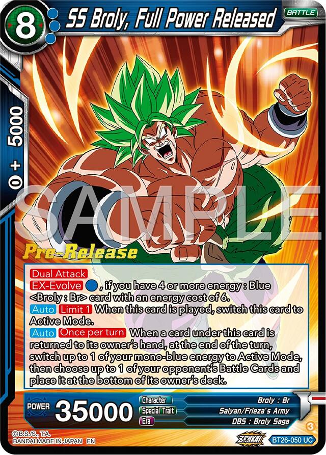 SS Broly, Full Power Released (BT26-050) [Ultimate Advent Prerelease Promos] | Good Games Adelaide SA