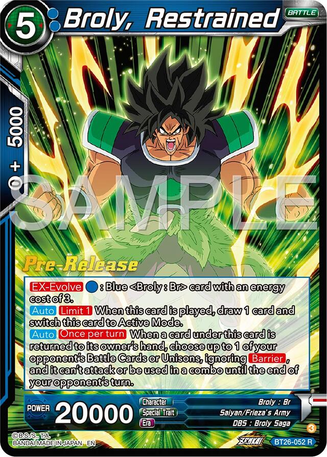 Broly, Restrained (BT26-052) [Ultimate Advent Prerelease Promos] | Good Games Adelaide SA
