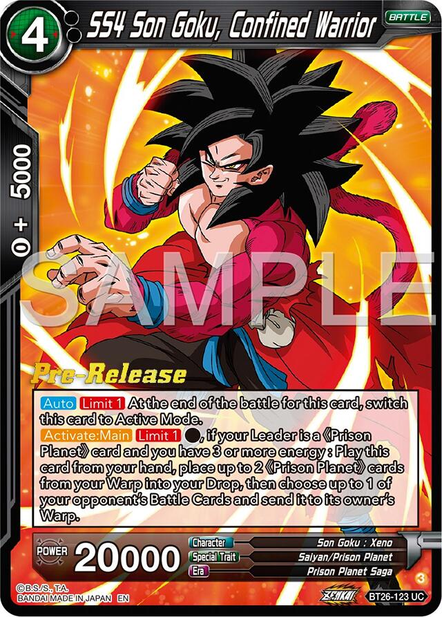 SS4 Son Goku, Confined Warrior (BT26-123) [Ultimate Advent Prerelease Promos] | Good Games Adelaide SA