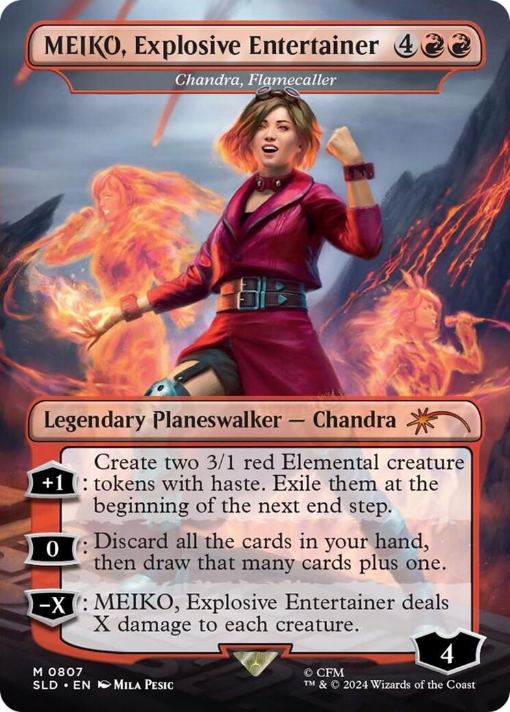 MEIKO, Explosive Entertainer - Chandra, Flamecaller (Rainbow Foil) [Secret Lair Drop Series] | Good Games Adelaide SA
