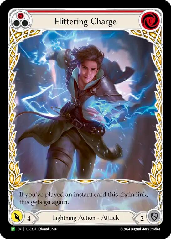 Flittering Charge (Red) (Extended Art) [LGS337] (Promo)  Rainbow Foil | Good Games Adelaide SA
