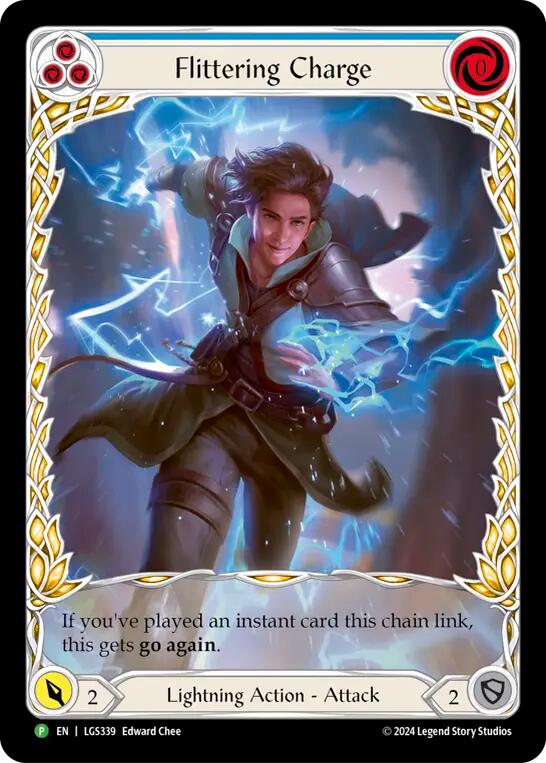 Flittering Charge (Blue) (Extended Art) [LGS339] (Promo)  Rainbow Foil | Good Games Adelaide SA