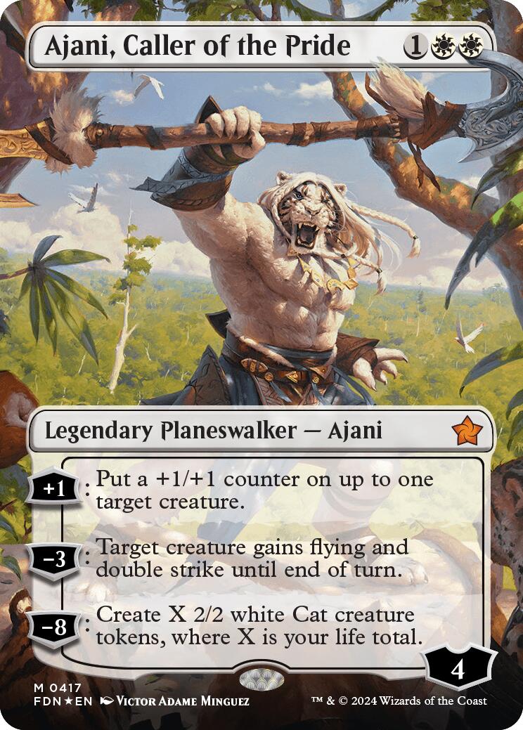 Ajani, Caller of the Pride (Borderless) (Mana Foil) [Foundations] | Good Games Adelaide SA