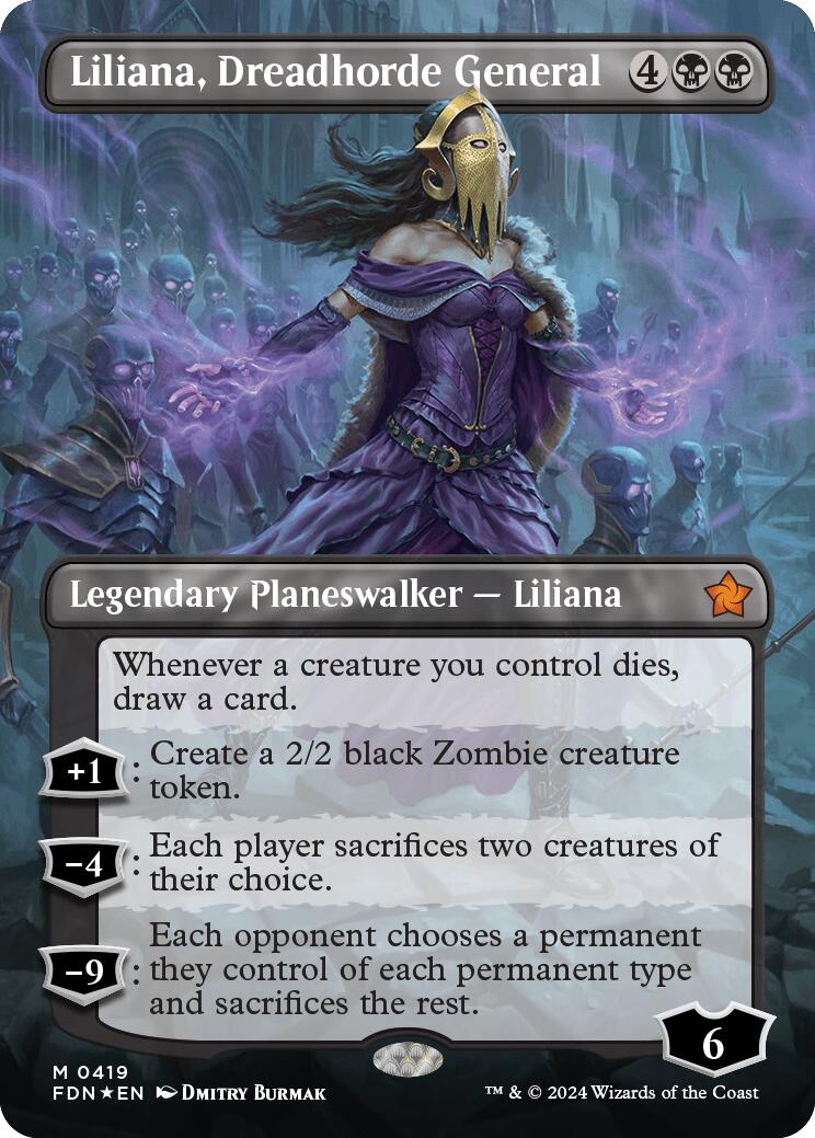 Liliana, Dreadhorde General (Borderless) (Mana Foil) [Foundations] | Good Games Adelaide SA