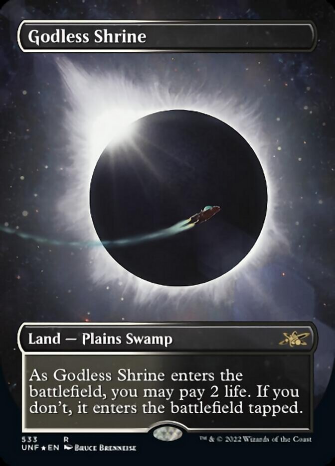 Godless Shrine (Borderless) (Galaxy Foil) [Unfinity] | Good Games Adelaide SA