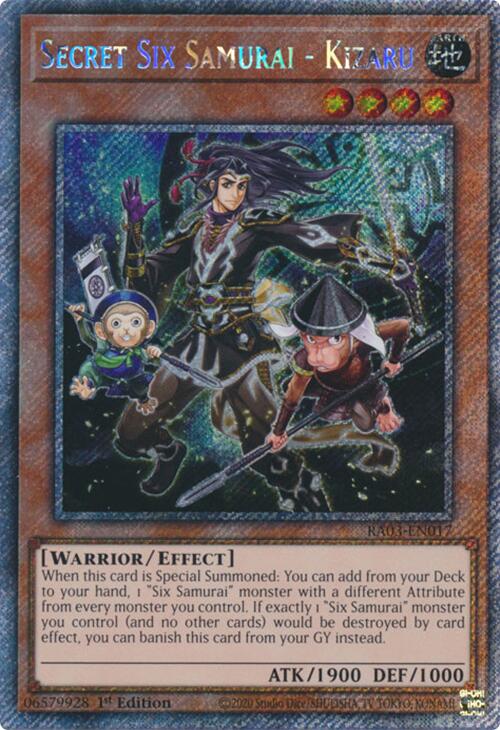 Secret Six Samurai - Kizaru (Platinum Secret Rare) [RA03-EN017] Platinum Secret Rare | Good Games Adelaide SA