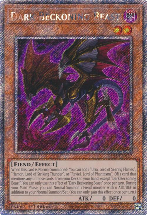 Dark Beckoning Beast (Platinum Secret Rare) [RA03-EN027] Platinum Secret Rare | Good Games Adelaide SA