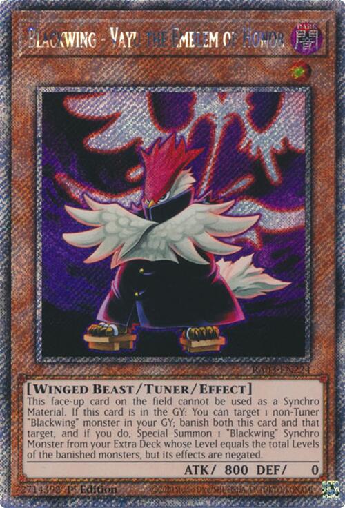 Blackwing - Vayu the Emblem of Honor (Platinum Secret Rare) [RA03-EN224] Platinum Secret Rare | Good Games Adelaide SA