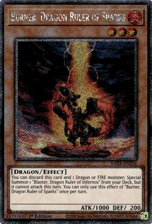 Burner, Dragon Ruler of Sparks (Platinum Secret Rare) [RA03-EN256] Platinum Secret Rare | Good Games Adelaide SA