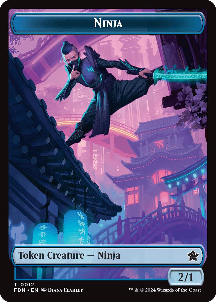 Emblem - Kaito, Cunning Infiltrator // Ninja Doubled-Sided Token [Foundations Tokens] | Good Games Adelaide SA