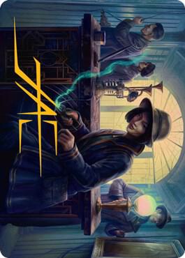 Wiretapping Art Card Gold Stamped Signature 15 (Art Series: Streets of New Capenna)  | Good Games Adelaide SA
