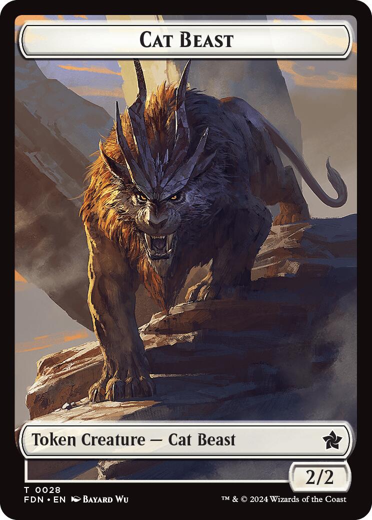 Cat Beast // Dragon (0017) Double-Sided Token [Foundations Tokens] | Good Games Adelaide SA