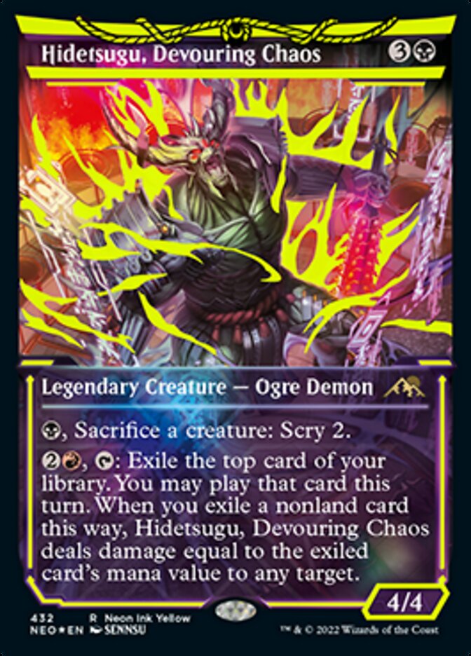 Hidetsugu, Devouring Chaos (Neon Ink Yellow) [Kamigawa: Neon Dynasty] | Good Games Adelaide SA
